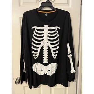 Men's Halloween Skeleton All Over Print Size 3X Long Sleeve Shirt Costume